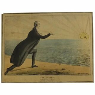 English Political Cartoon 1830 'The Cheber Worshipping The Rising Sun''