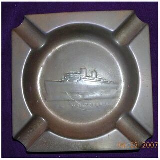 Vintage Mauritania Souvenir Shipping Ashtray CUNARD LINE