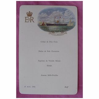 Vintage Souvenir Menu HM Yacht Britannia, Bluff 1966