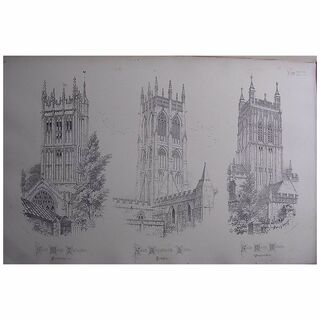 Stunning Large 1858 Lithograph of St.MARY'S - Ilminster: St. AUGUSTINE'S - Hedon: St. MARY'S PRIORY CHURCH - Malvern