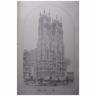 Stunning Large 1858 Lithograph of THE MINSTER - BEVERLEY - Yorkshire