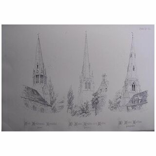 Stunning Large 1858 Lithograph of St.BARTHOLOMEW'S - Lostwithiel, ALL SAINTS' - Loughton-En-Le-Morthen, ALL SAINTS' - Graffham