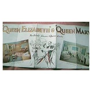 Old Travel Agents Brochure for The CUNARD LINERS Queen Mary & Queen Elizabeth