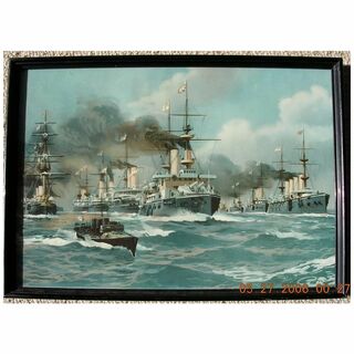 Edwardian Period Lithograph of The British Fleet Circa 1904