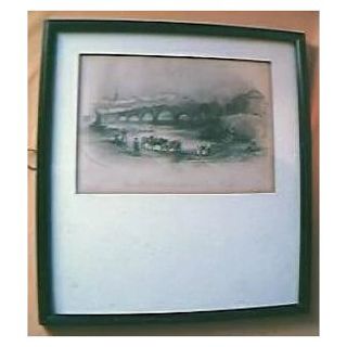 Engraving "Shrewsbury With The English and Coleham Bridges"