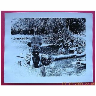 Vintage WW2 New Guinea Native Women Crossing River