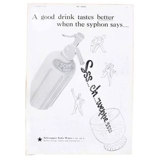 Art Deco 'SCHWEPPES SODA Water ' Advertisement - The Sphere 1936