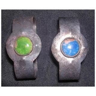 Arts & Crafts Napkin Rings With Enamel Cabochons