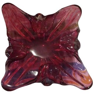 Stunning Murano 'Raspberry Pink' Art Glass Ashtray