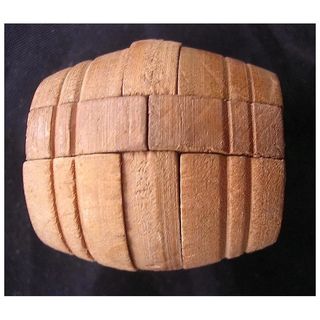 Tiny Treen Victorian Puzzle Barrel