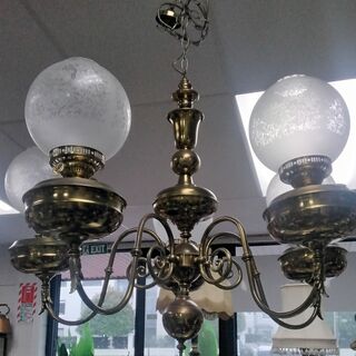 MASSIVE  Brass & Glass  OLD SALOON TYPE Chandalier